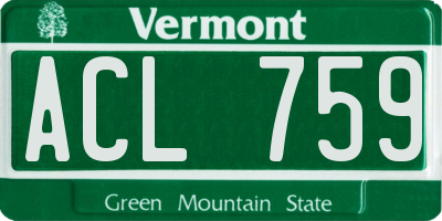 VT license plate ACL759