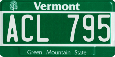 VT license plate ACL795