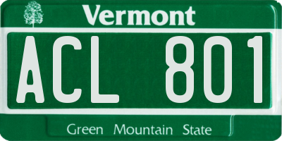 VT license plate ACL801