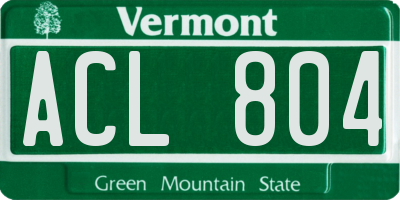 VT license plate ACL804