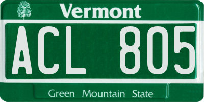 VT license plate ACL805