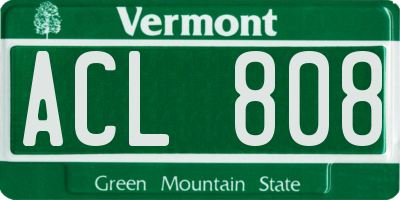 VT license plate ACL808