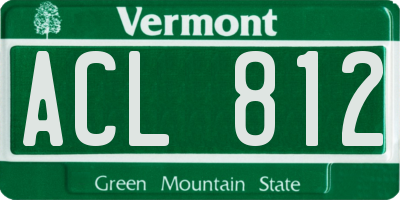 VT license plate ACL812