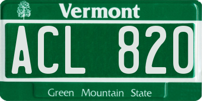 VT license plate ACL820