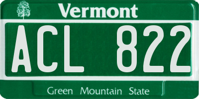 VT license plate ACL822