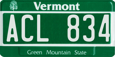 VT license plate ACL834