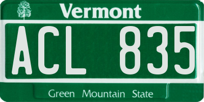 VT license plate ACL835