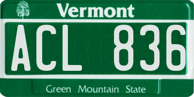 VT license plate ACL836