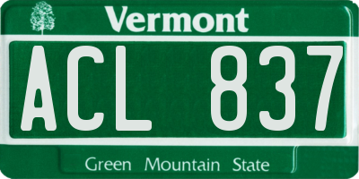 VT license plate ACL837