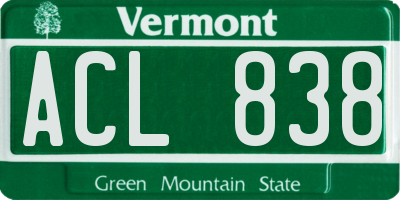 VT license plate ACL838