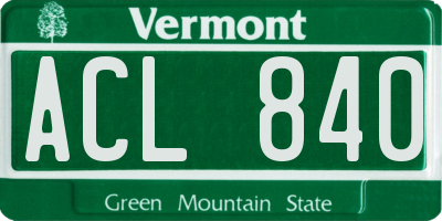 VT license plate ACL840