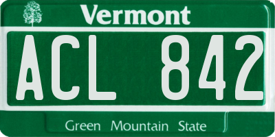 VT license plate ACL842