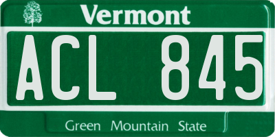 VT license plate ACL845