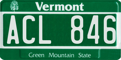 VT license plate ACL846