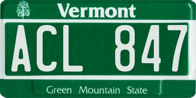 VT license plate ACL847