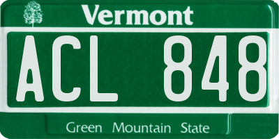 VT license plate ACL848