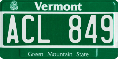 VT license plate ACL849