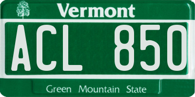 VT license plate ACL850