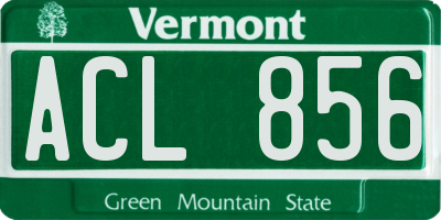 VT license plate ACL856
