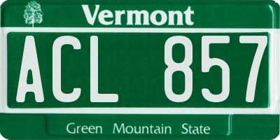 VT license plate ACL857