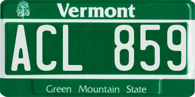 VT license plate ACL859