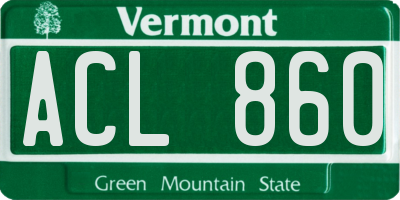 VT license plate ACL860