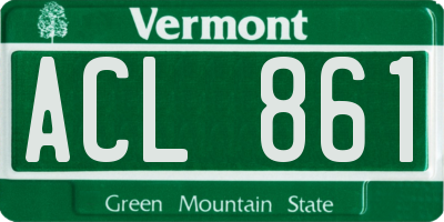 VT license plate ACL861