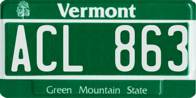 VT license plate ACL863