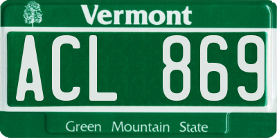 VT license plate ACL869