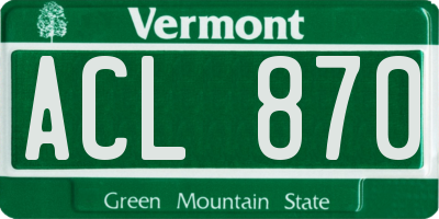 VT license plate ACL870