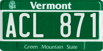 VT license plate ACL871