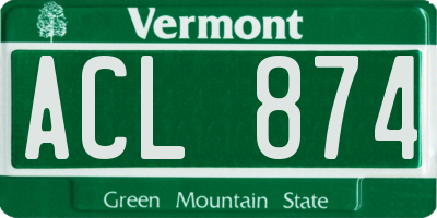 VT license plate ACL874