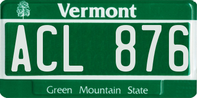 VT license plate ACL876