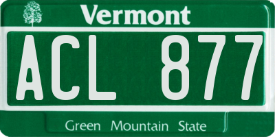 VT license plate ACL877