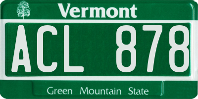 VT license plate ACL878
