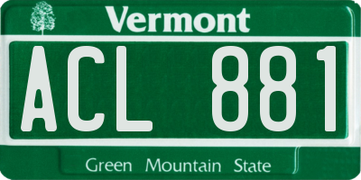 VT license plate ACL881