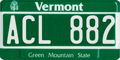 VT license plate ACL882