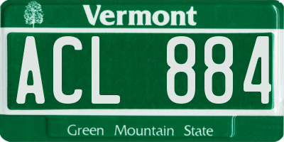 VT license plate ACL884