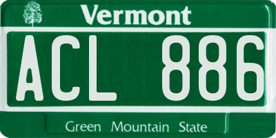 VT license plate ACL886