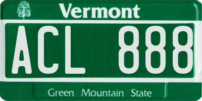 VT license plate ACL888