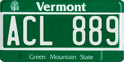 VT license plate ACL889