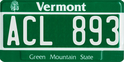 VT license plate ACL893