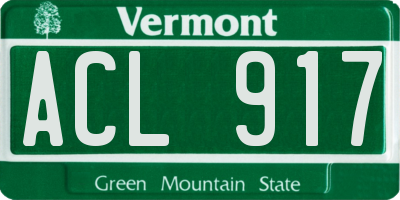 VT license plate ACL917