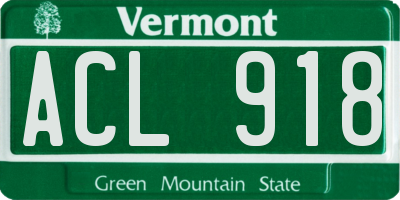 VT license plate ACL918