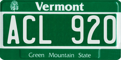 VT license plate ACL920