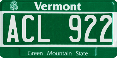 VT license plate ACL922