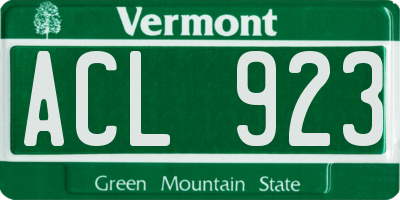 VT license plate ACL923