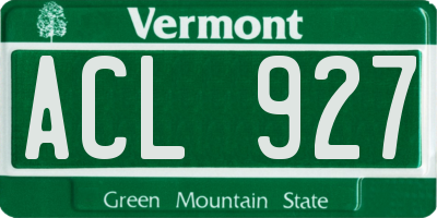 VT license plate ACL927