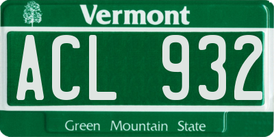 VT license plate ACL932