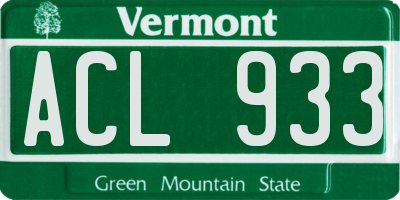 VT license plate ACL933
